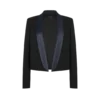 Veste de smoking courte à revers châle et boutonnage simple bicolore Veste de smoking courte à revers châle et boutonnage simple bicolore
