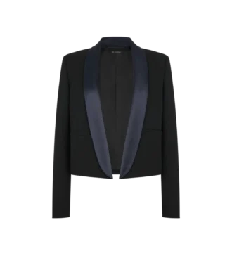 Veste de smoking courte à revers châle et boutonnage simple bicolore