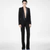 Veste de smoking courte à revers châle et boutonnage simple bicolore Veste de smoking courte à revers châle et boutonnage simple bicolore
