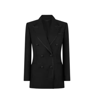 Veste de smoking croisée « Wallis » en mélange de soie et mohair