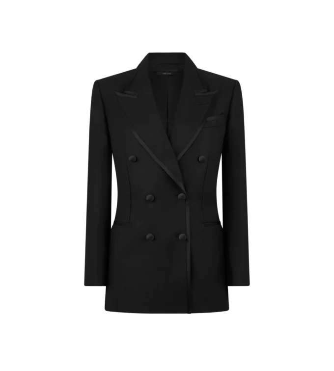 Veste de smoking croisée « Wallis » en mélange de soie et mohair Veste de smoking croisée « Wallis » en mélange de soie et mohair
