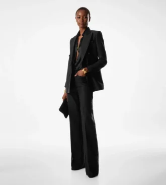Veste de smoking croisée « Wallis » en mélange de soie et mohair