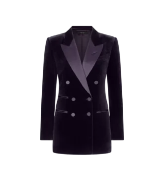 Veste de smoking en velours à double boutonnage et revers en pointe