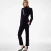 Pantalon cigarette ajusté en velours pour smoking