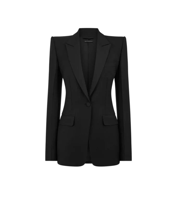 Veste de smoking à simple boutonnage en laine et soie mélangées Veste de smoking à simple boutonnage en laine et soie mélangées