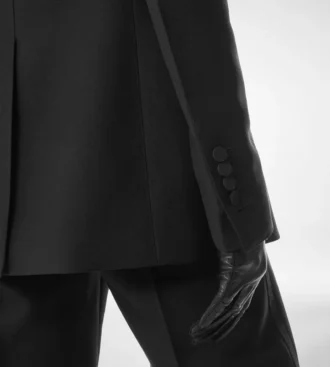 Veste de smoking à simple boutonnage en laine et soie mélangées