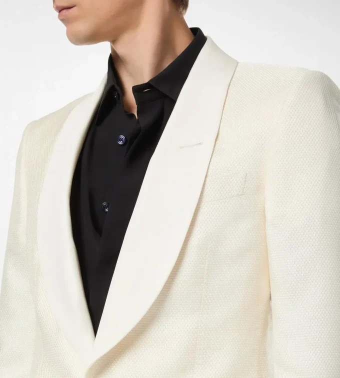 Veste de soirée en jacquard de viscose et soie