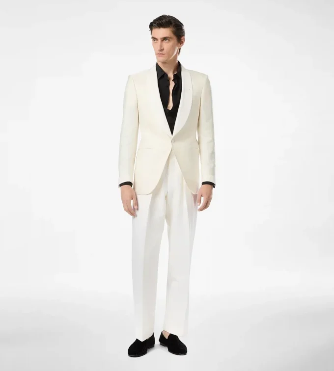 Veste de soirée en jacquard de viscose et soie