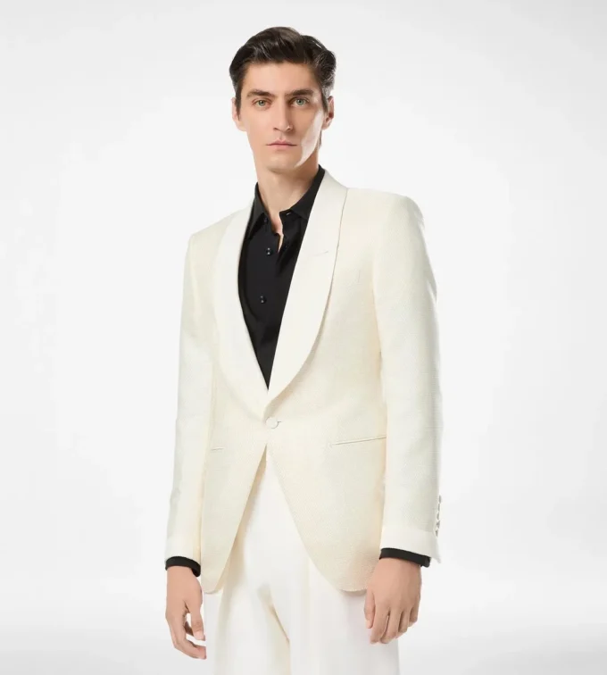 Veste de soirée en jacquard de viscose et soie