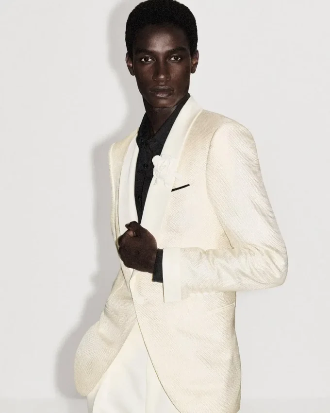 Veste de soirée en jacquard de viscose et soie