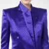 Veste à double boutonnage et revers en pointe en jacquard à pois Veste à double boutonnage et revers en pointe en jacquard à pois