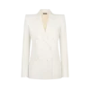 Veste à double boutonnage et revers en pointe en laine et soie à rayures ombrées Veste à double boutonnage et revers en pointe en laine et soie à rayures ombrées