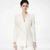 Veste à double boutonnage et revers en pointe en laine et soie à rayures ombrées Veste à double boutonnage et revers en pointe en laine et soie à rayures ombrées