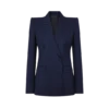 Veste à double boutonnage et revers en pointe en laine vierge à rayures ton sur ton Veste à double boutonnage et revers en pointe en laine vierge à rayures ton sur ton