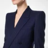 Veste à double boutonnage et revers en pointe en laine vierge à rayures ton sur ton Veste à double boutonnage et revers en pointe en laine vierge à rayures ton sur ton