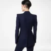 Veste à double boutonnage et revers en pointe en laine vierge à rayures ton sur ton Veste à double boutonnage et revers en pointe en laine vierge à rayures ton sur ton