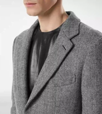 Veste double fendue à chevrons en peau de requin