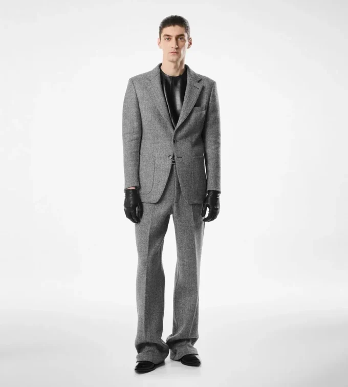 Veste double fendue à chevrons en peau de requin