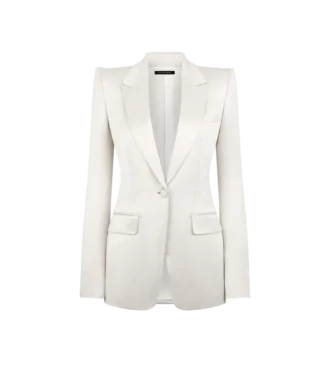 Veste droite en coton lavé et soie mélangée