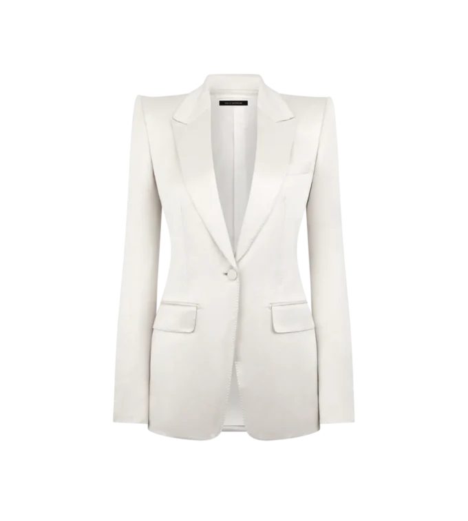 Veste droite en coton lavé et soie mélangée Veste droite en coton lavé et soie mélangée