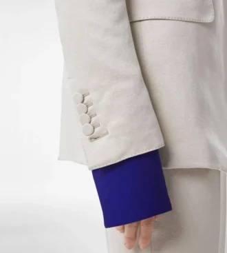 Veste droite en coton lavé et soie mélangée