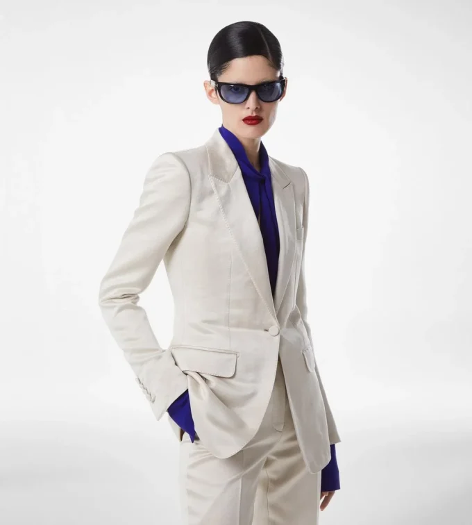 Veste droite en coton lavé et soie mélangée Veste droite en coton lavé et soie mélangée