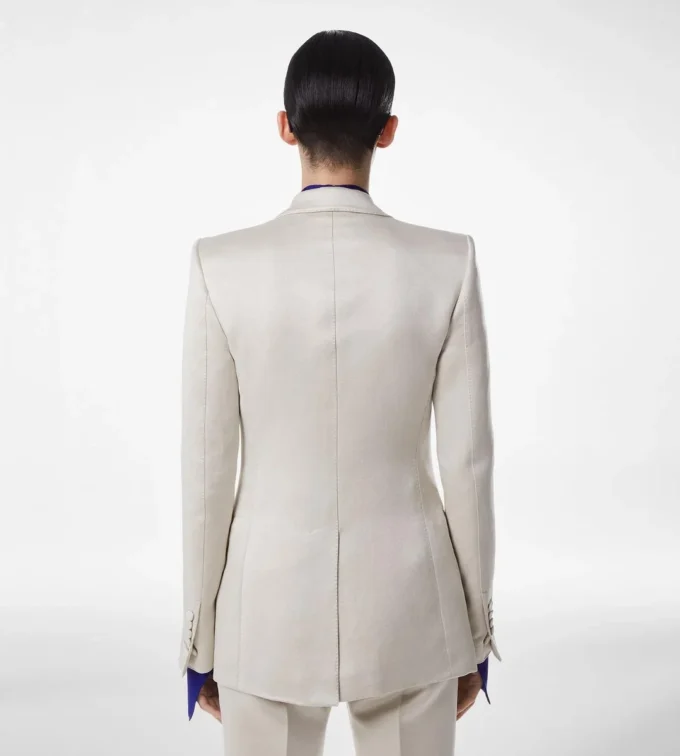 Veste droite en coton lavé et soie mélangée Veste droite en coton lavé et soie mélangée