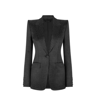Veste droite en duchesse à pois jacquard