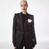 Veste droite en duchesse à pois jacquard Veste droite en duchesse à pois jacquard