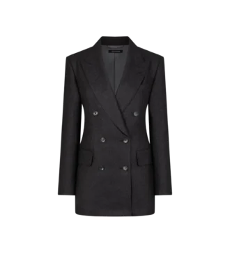 Veste en cachemire à double boutonnage et revers en pointe