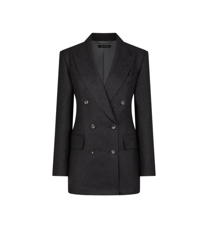 Veste en cachemire à double boutonnage et revers en pointe Veste en cachemire à double boutonnage et revers en pointe