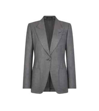 Veste en cachemire à revers en pointe et simple boutonnage