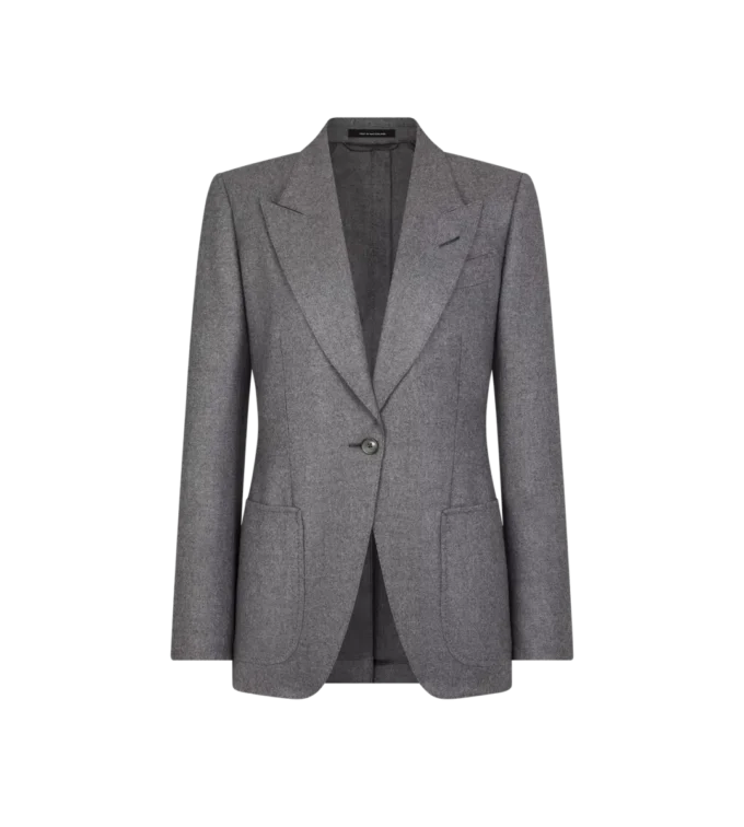 Veste en cachemire à revers en pointe et simple boutonnage Veste en cachemire à revers en pointe et simple boutonnage