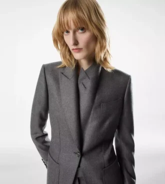 Veste en cachemire à revers en pointe et simple boutonnage