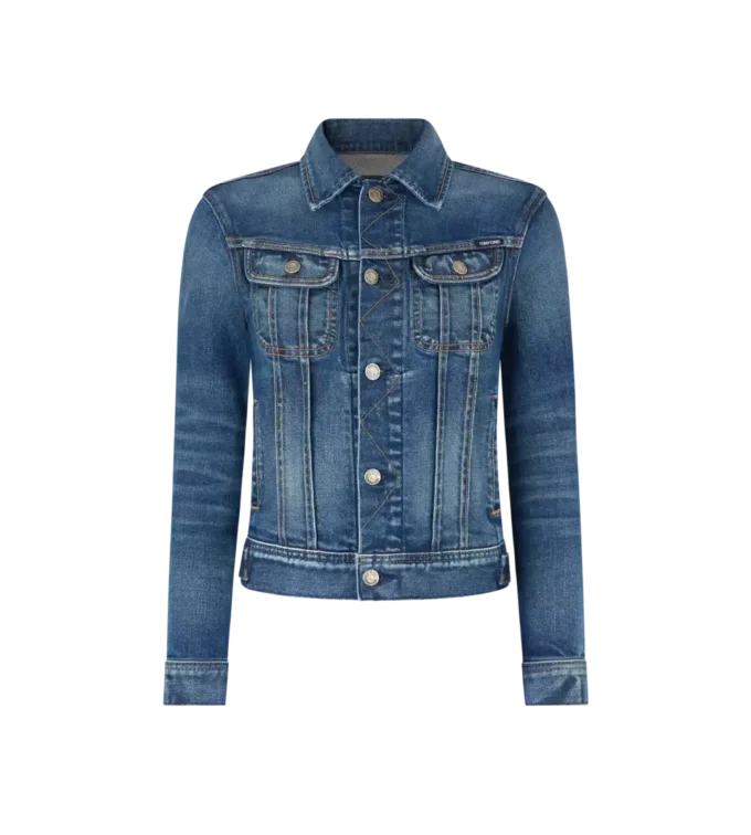 Veste en denim délavé confortable Veste en denim délavé confortable