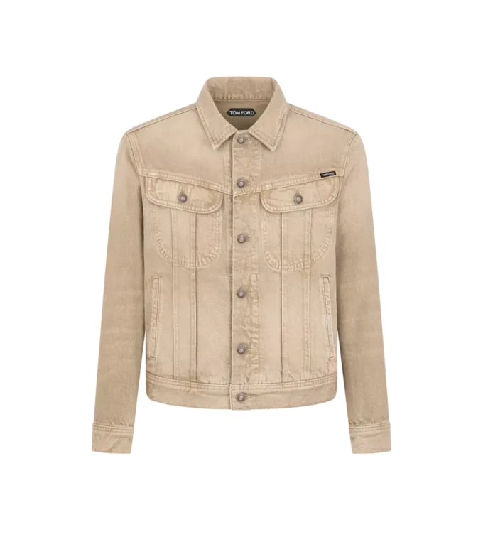 Veste en denim iconique couleur sable délavé