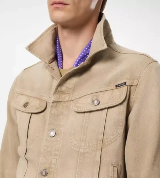 Veste en denim iconique couleur sable délavé