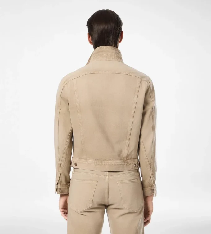 Veste en denim iconique couleur sable délavé