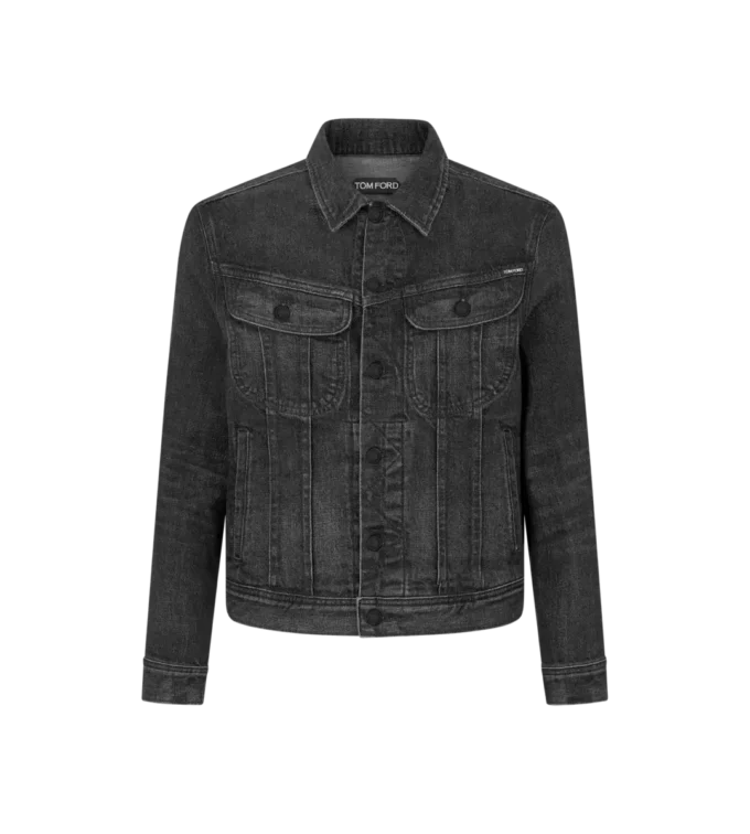 Veste en denim noir iconique à lisière