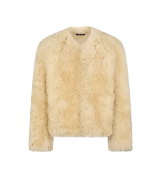 Veste en peau lainée sans col