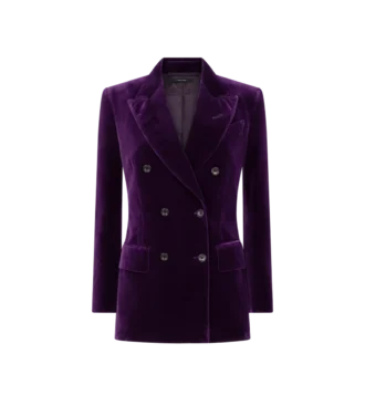Veste en velours à double boutonnage et revers en pointe Wallis
