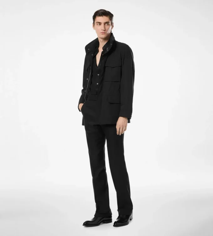 Veste militaire en coton et soie