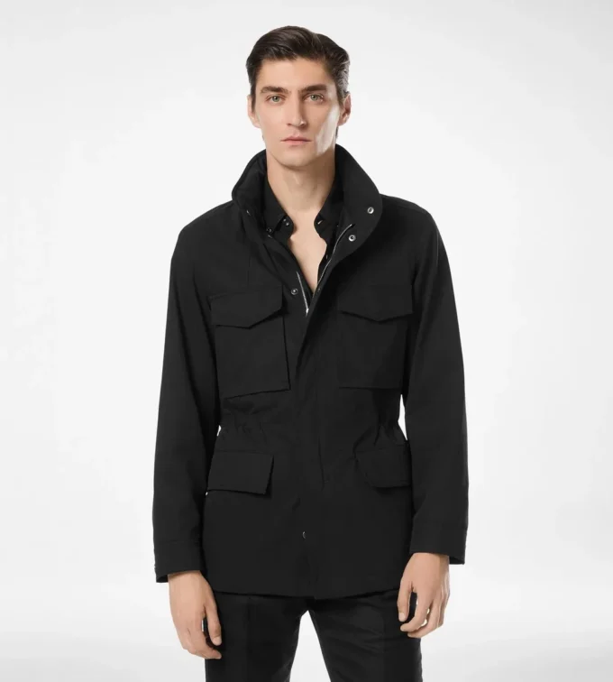 Veste militaire en coton et soie