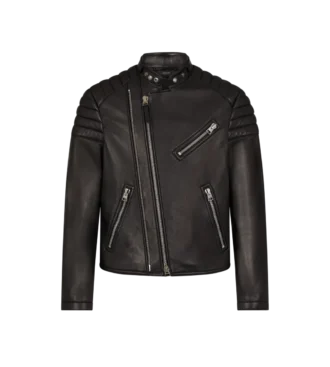 Veste motard en cuir grainé