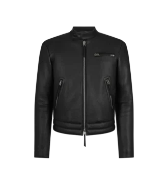 Veste motard en cuir grainé