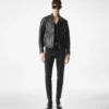 Veste motard en cuir grainé Veste motard en cuir grainé