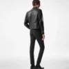 Veste motard en cuir grainé Veste motard en cuir grainé