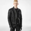 Veste motard en cuir grainé Veste motard en cuir grainé