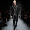 Veste motard en cuir grainé Veste motard en cuir grainé
