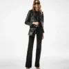 Veste motard en cuir plongé brillant Veste motard en cuir plongé brillant